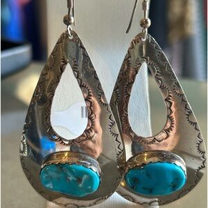 925 & Turquoise Earrings Created by Native American Jewelry Designer RH Begay
